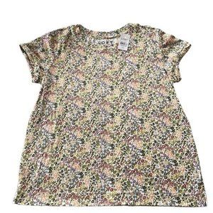 Loft XS Multicolored Floral Print Cap Sleeve T Shirt